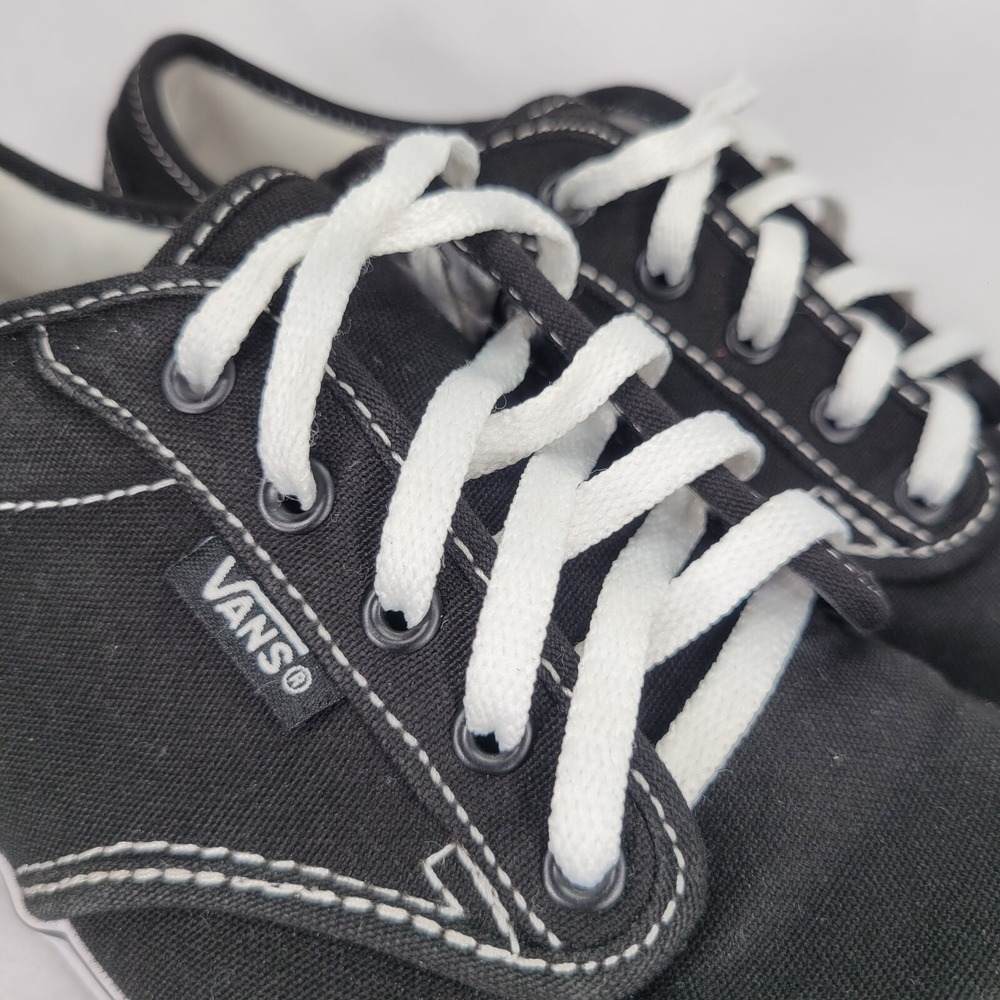 Vans Shoes Womens 6.5 Black White Low Top Lace Up Skate Sneakers Canvas Classic - Picture 6 of 9